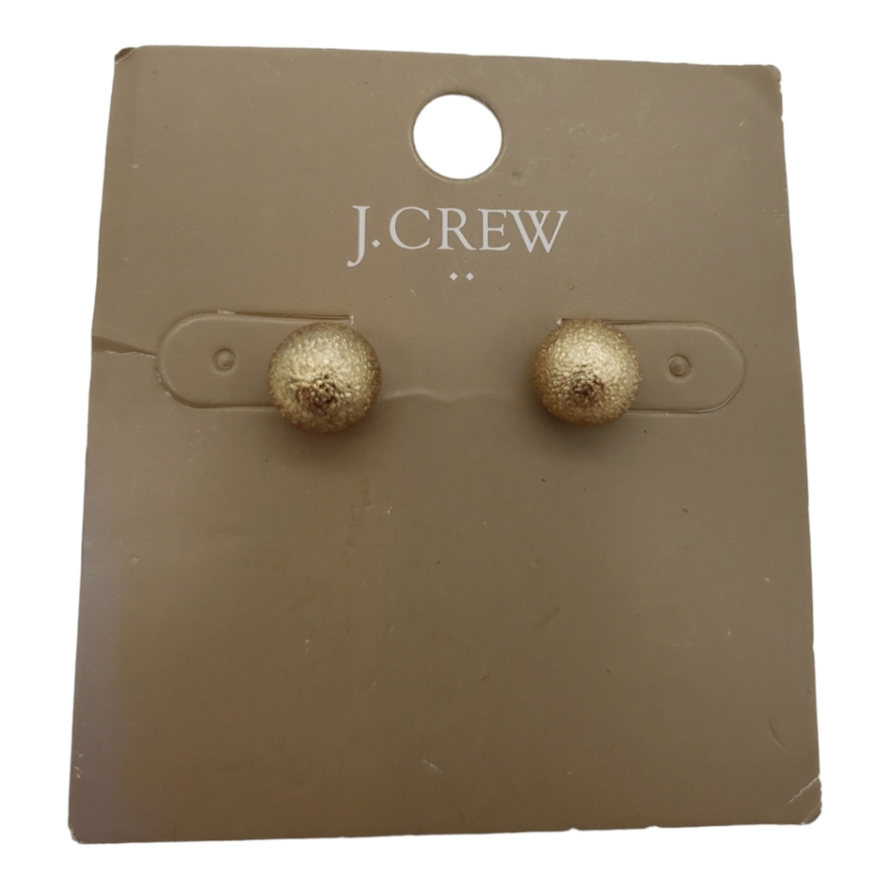 J. Crew Pinball Gold Stud Earrings NWT & Dustbag - Picture 4 of 4